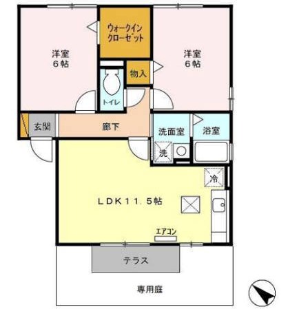 物件No.JM20033-A102【千葉県四街道市もねの里3-22 77000円】-間取図